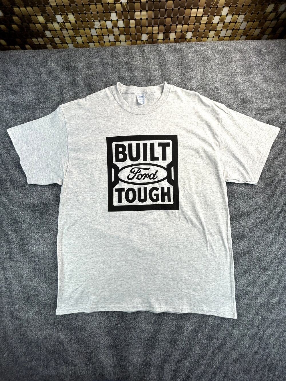 Ford Built Tough T Shirt Men's XL Gray Graphic Tee Port & Company Cotton